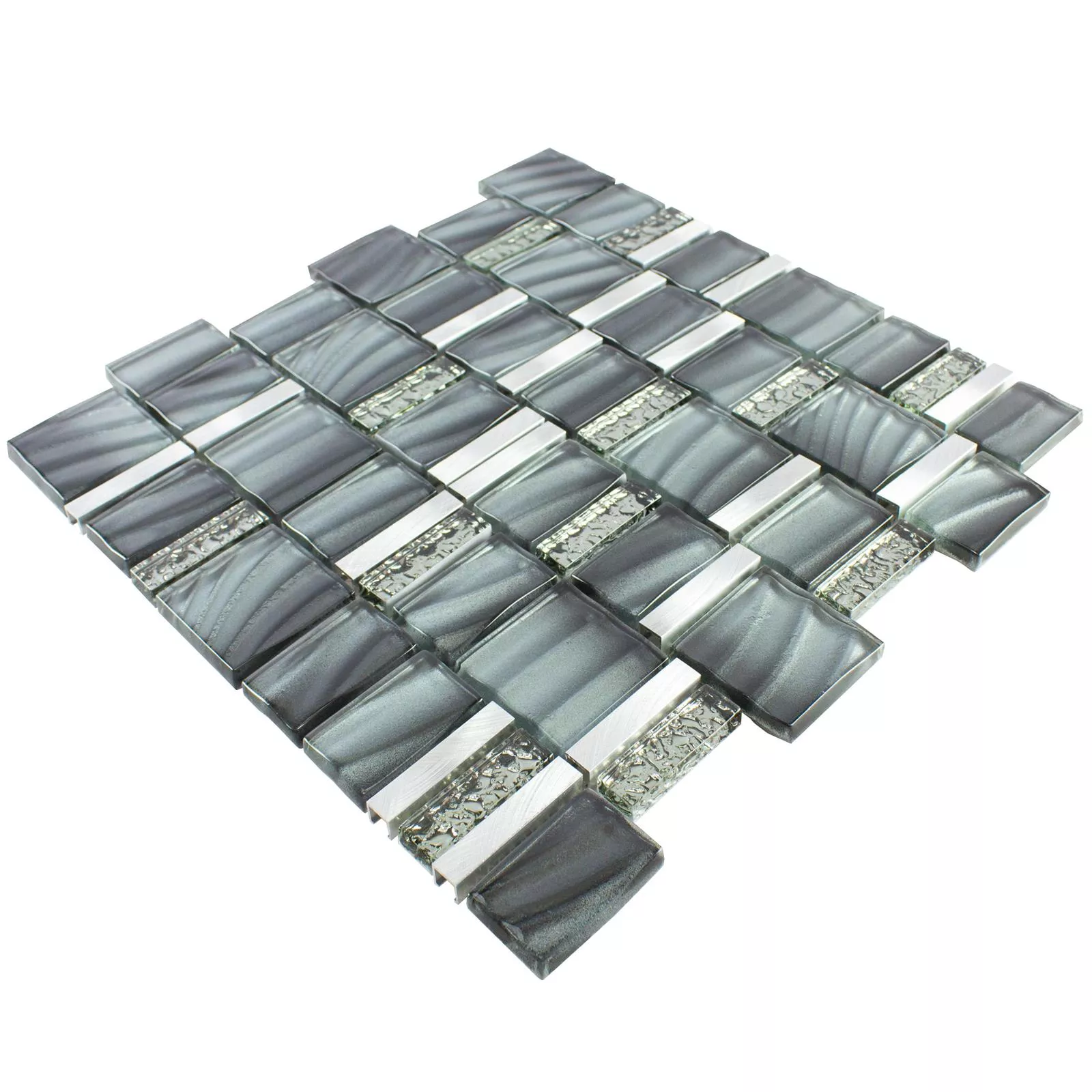 Glas Metall Mosaikfliesen Union Grau Silber 5 Glas Metall Mosaikfliesen Union Grau Silber – Bild 3