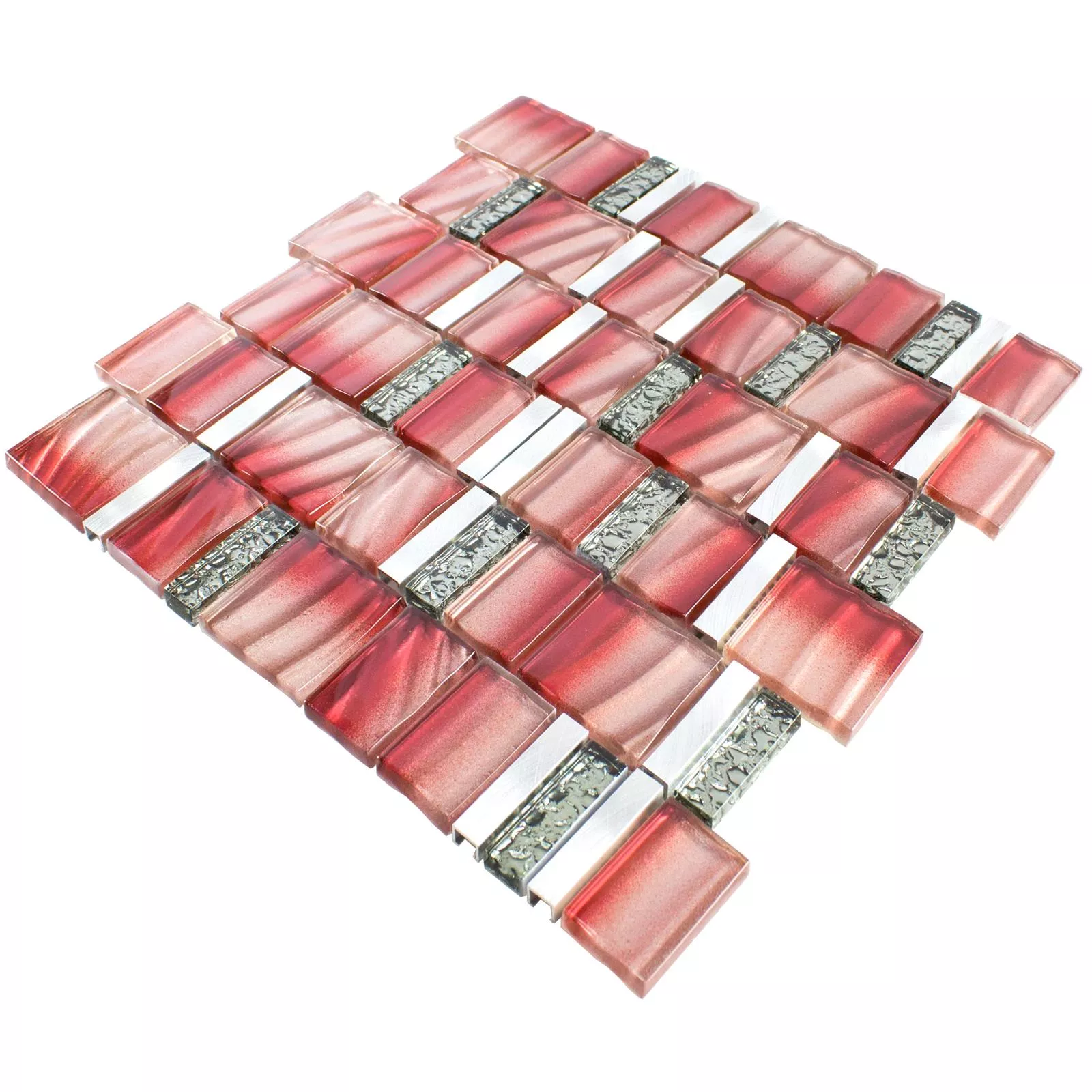 Glas Metall Mosaikfliesen Union Rot Silber 5 Glas Metall Mosaikfliesen Union Rot Silber – Bild 3