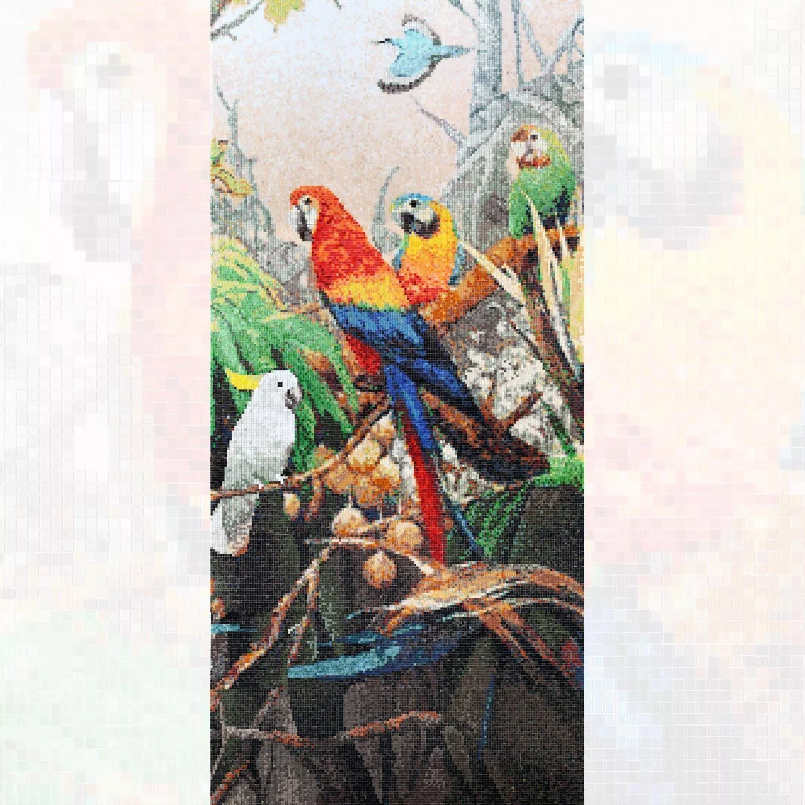 Glas Mosaik Bild Parrots 90x240cm 3 Glas Mosaik Bild Parrots 90x240cm
