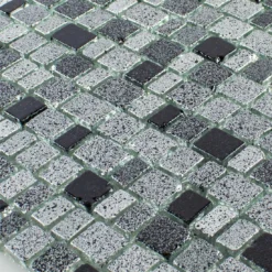 Alternative view of Glas Mosaikfliesen Economy Schwarz Grau