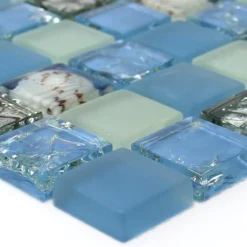 Glas Muschel Mosaikfliesen Byron Blau Mix