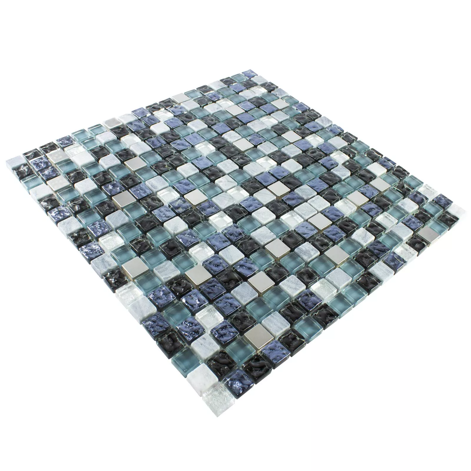 Glas Naturstein Edelstahl Mosaik Dysart Grau Blau Silber 5 Glas Naturstein Edelstahl Mosaik Dysart Grau Blau Silber – Bild 3