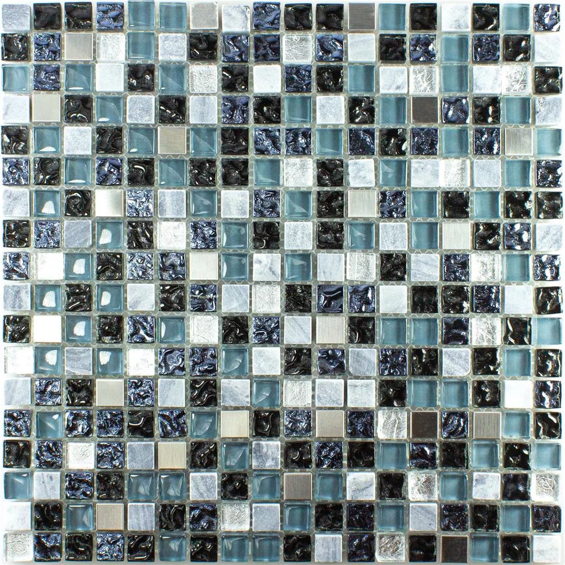 Glas Naturstein Edelstahl Mosaik Dysart Grau Blau Silber 6 Glas Naturstein Edelstahl Mosaik Dysart Grau Blau Silber – Bild 4