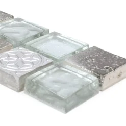 Glas Naturstein Fliesenbordüre Rockport Silber 7 Glas Naturstein Fliesenbordüre Rockport Silber -Mosafil Shop glas naturstein fliesenborduere rockport silber 3 57