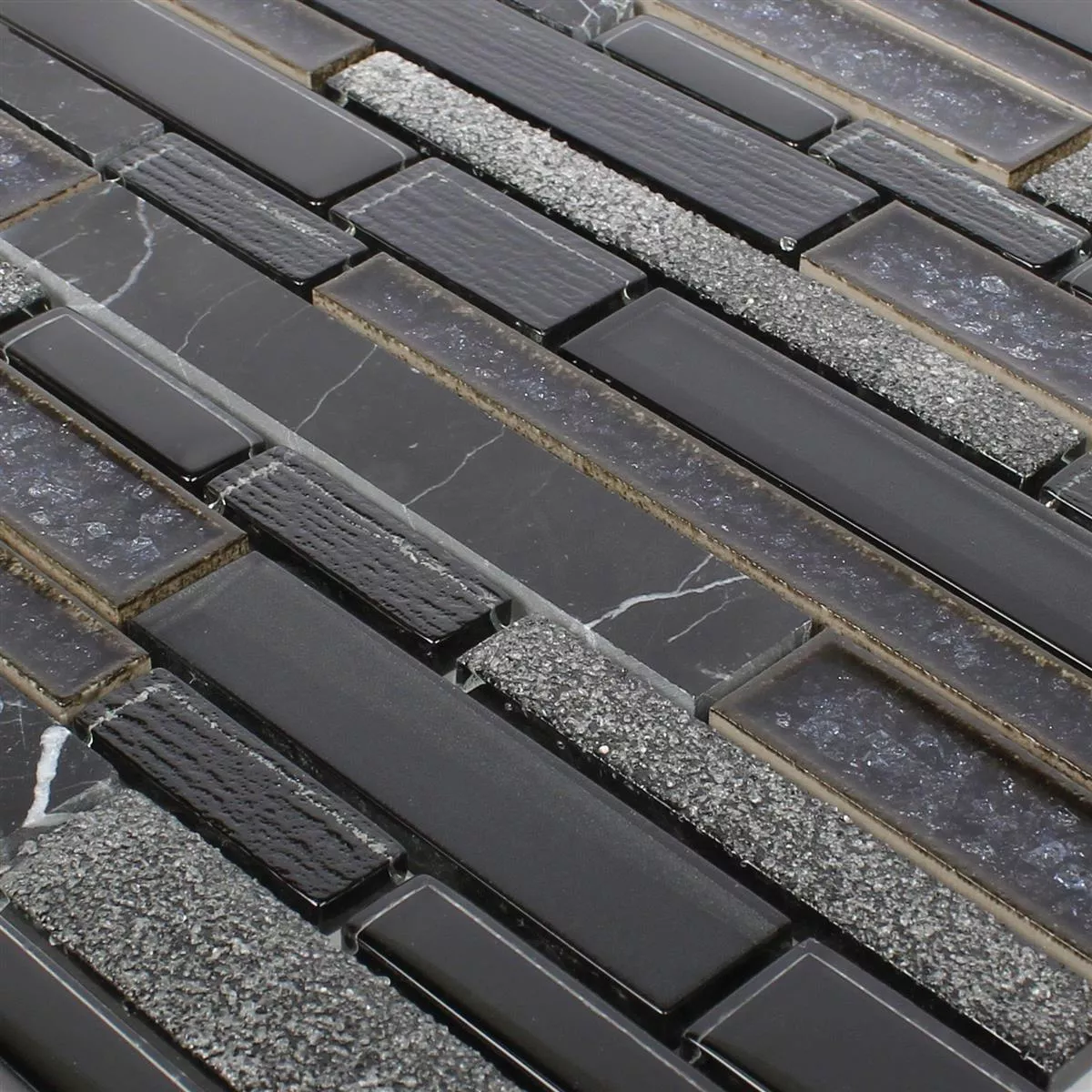 Glas Naturstein Keramik Mosaik Kozan Schwarz 4 Glas Naturstein Keramik Mosaik Kozan Schwarz – Bild 2