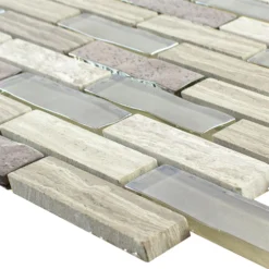Glas Naturstein Mosaik Concetto Selbstklebend Grau