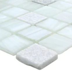 Glas Naturstein Mosaik Daily Rush Weiss Cream