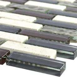 Glas Naturstein Mosaik Estoril Braun Beige Grau
