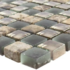 Glas Naturstein Mosaik Fliesen Hayrabey Dunkelbraun