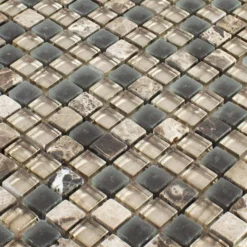 Alternative view of Glas Naturstein Mosaik Fliesen Hayrabey Dunkelbraun