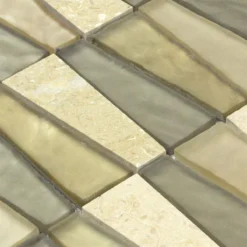 Alternative view of Glas Naturstein Mosaik Fliesen Marseille Beige Braun Mix