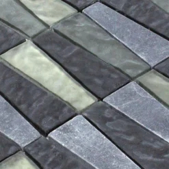 Alternative view of Glas Naturstein Mosaik Fliesen Marseille Grau Schwarz Mix