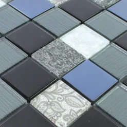 Alternative view of Glas Naturstein Mosaik Triopetra Schwarz Grau Weiß