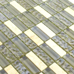 Alternative view of Glas Naturstein Mosaikfliese Mantra Beige