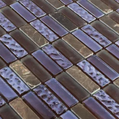 Alternative view of Glas Naturstein Mosaikfliese Mantra Braun