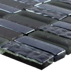 Glas Naturstein Mosaikfliese Mantra Schwarz