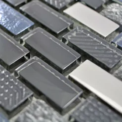 Alternative view of Glas Naturstein Mosaikfliesen Limona Schwarz