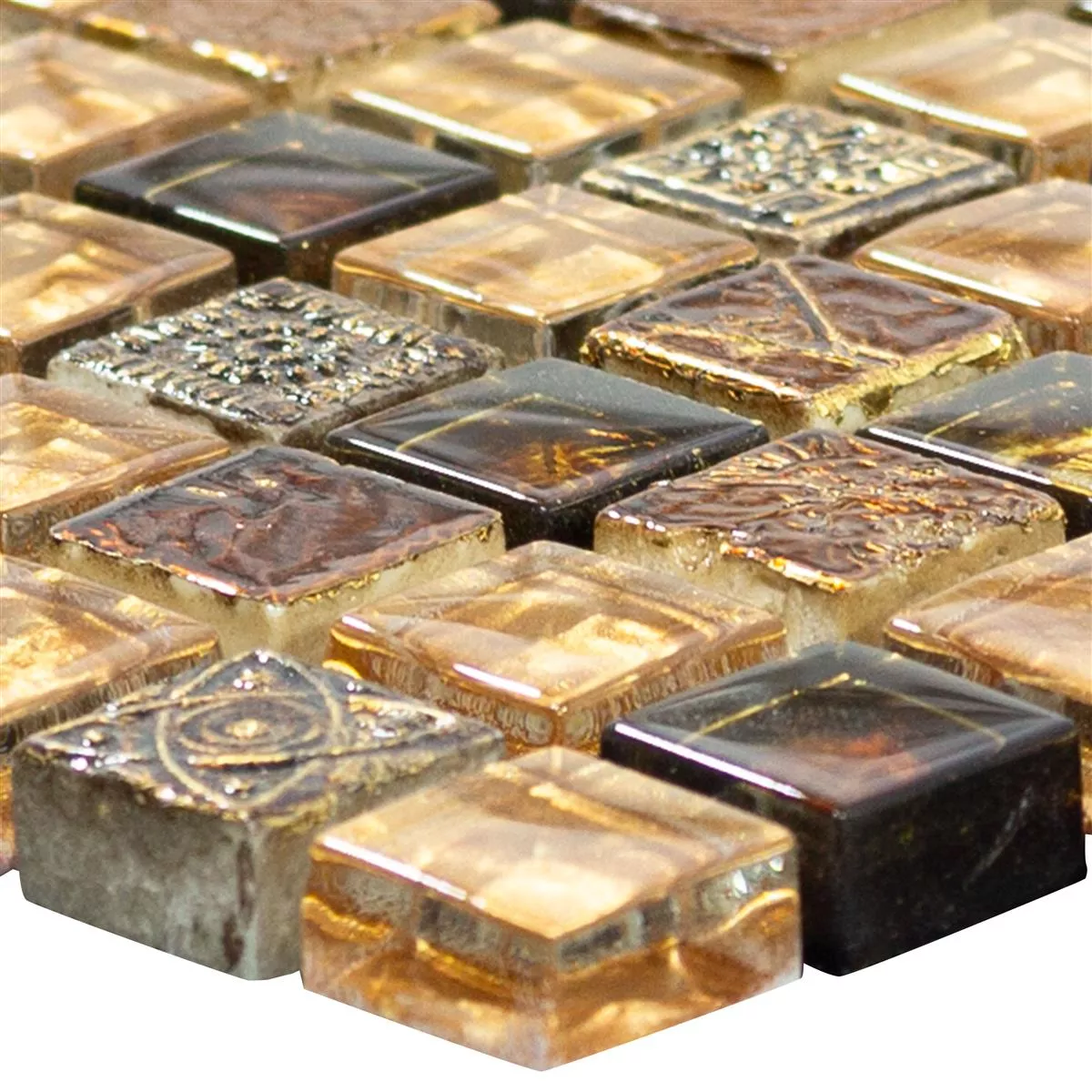 Glas Marmor Mosaikfliesen Majestic Braun Gold 3 Glas Marmor Mosaikfliesen Majestic Braun Gold