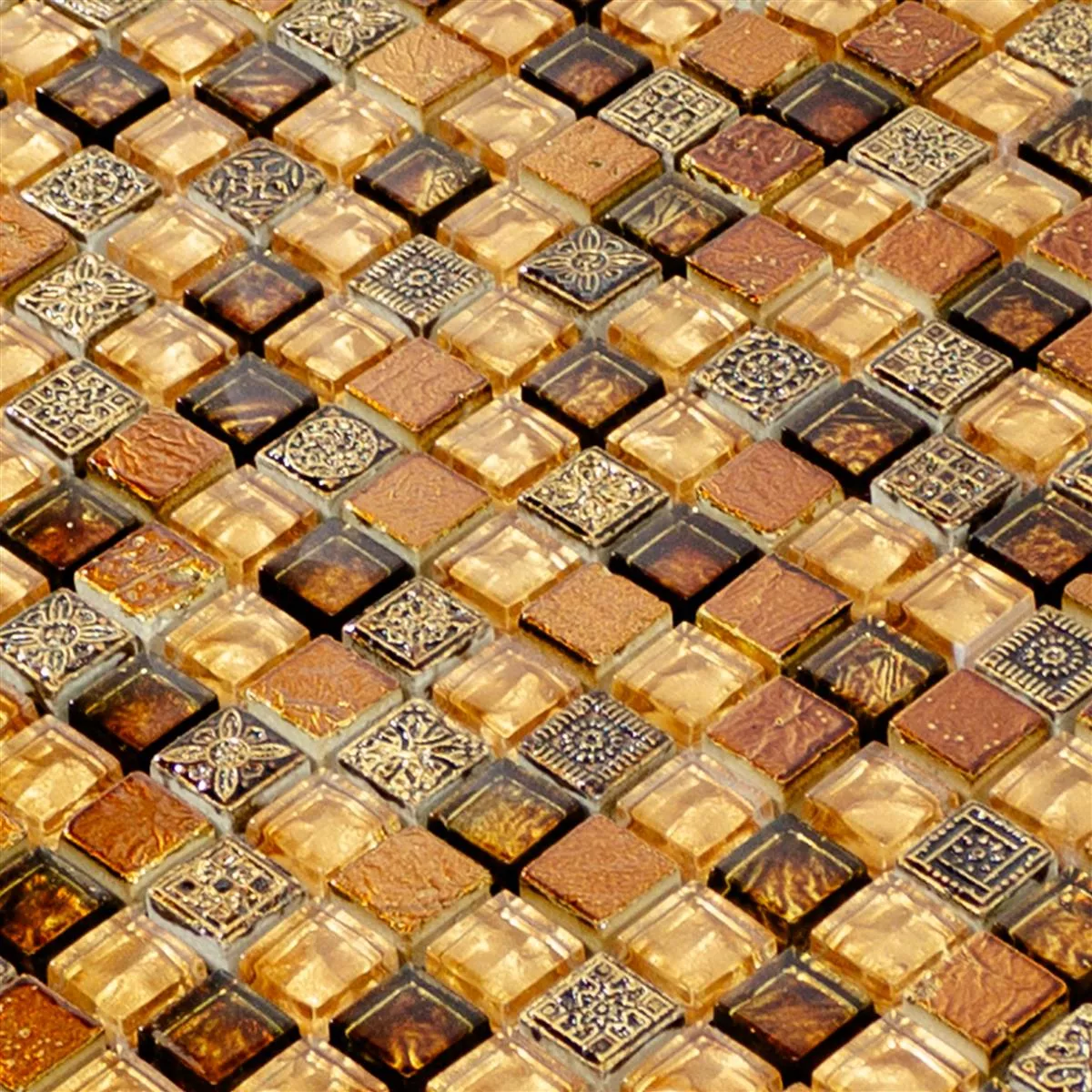 Glas Marmor Mosaikfliesen Majestic Braun Gold 4 Glas Marmor Mosaikfliesen Majestic Braun Gold – Bild 2