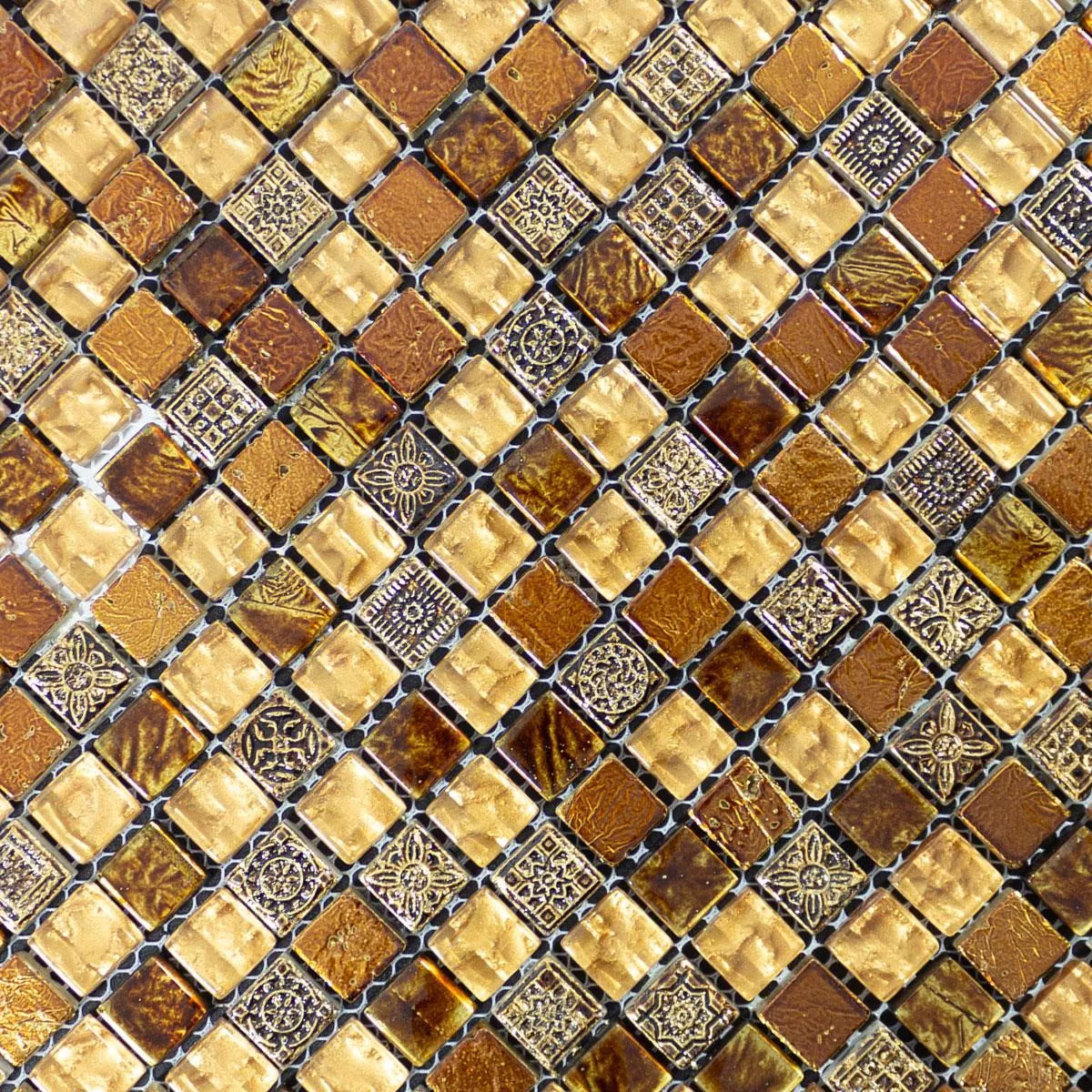 Glas Marmor Mosaikfliesen Majestic Braun Gold 10 Glas Marmor Mosaikfliesen Majestic Braun Gold – Bild 8