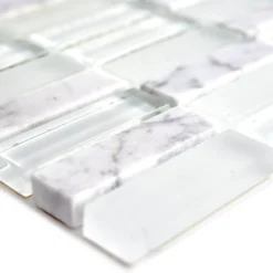 Glas Naturstein Mosaikfliesen Miya Weiß