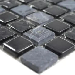 Glas Naturstein Mosaikfliesen Zekova Schwarz Grau