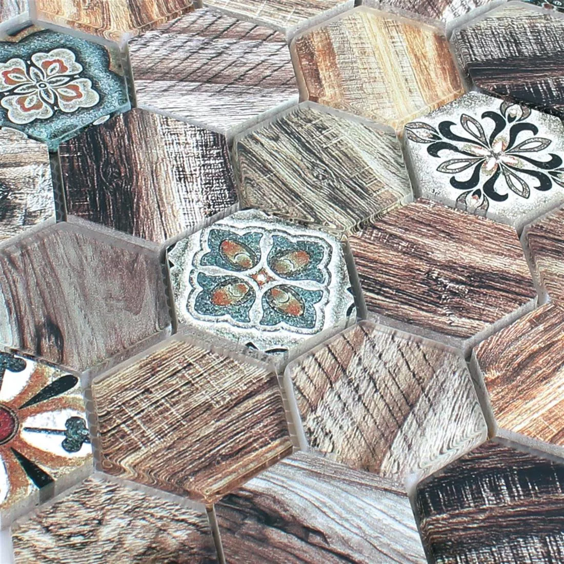 Glas Natursteinmosaik Eritrea Holzoptik Braun Grau 4 Glas Natursteinmosaik Eritrea Holzoptik Braun Grau – Bild 2