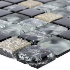 Glas Resin Mosaikfliesen Bogardus Schwarz Mix