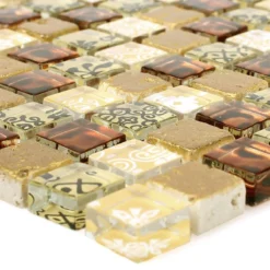 Glas Resin Mosaikfliesen Diemel Beige Rot