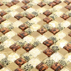 Alternative view of Glas Resin Mosaikfliesen Diemel Beige Rot