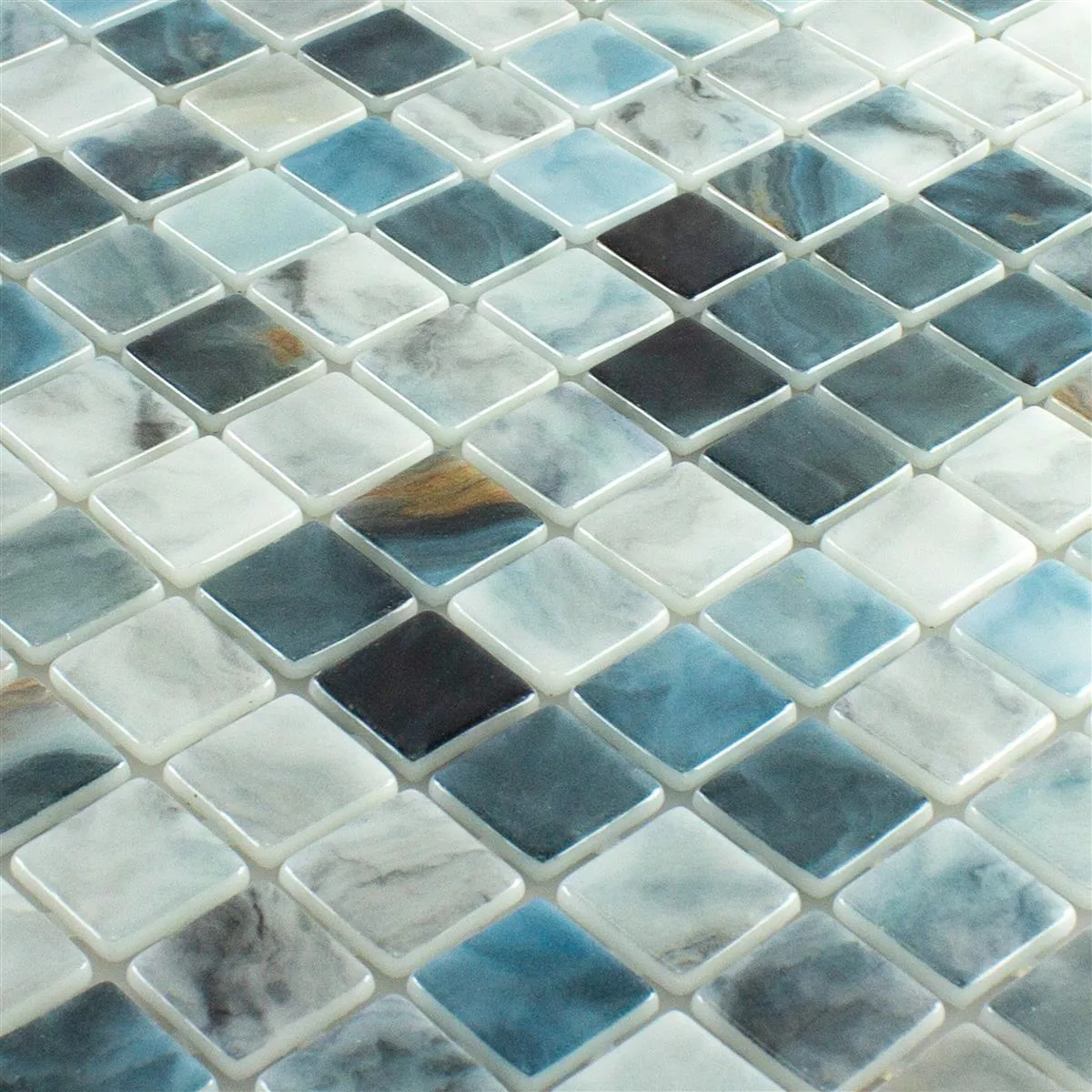 Glas Schwimmbad Mosaik Baltic Blau Grau 25x25mm 4 Glas Schwimmbad Mosaik Baltic Blau Grau 25x25mm – Bild 2