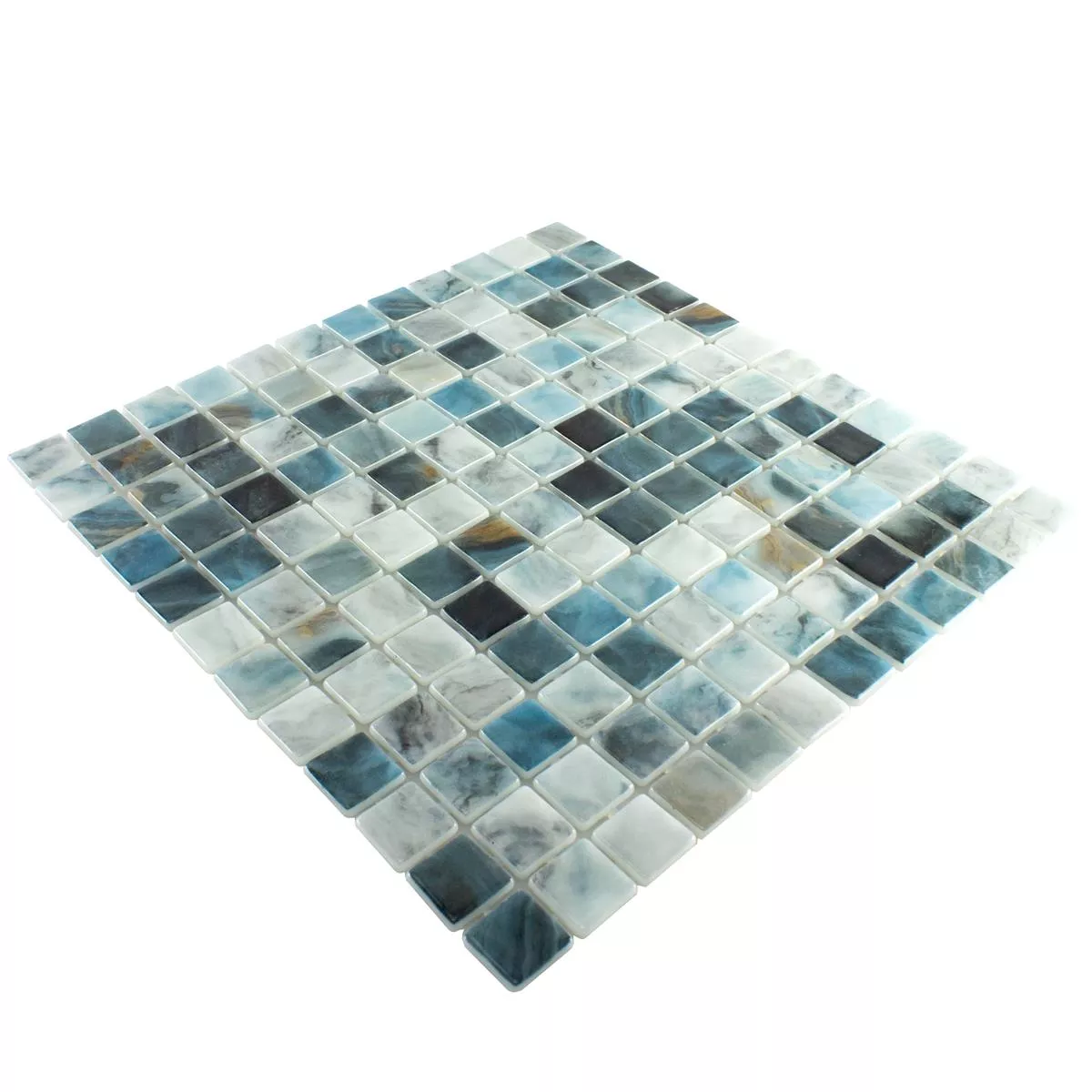 Glas Schwimmbad Mosaik Baltic Blau Grau 25x25mm 5 Glas Schwimmbad Mosaik Baltic Blau Grau 25x25mm – Bild 3