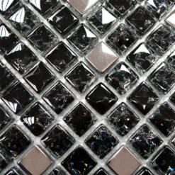 Alternative view of Glasmosaik Fliesen Alish Schwarz Silber