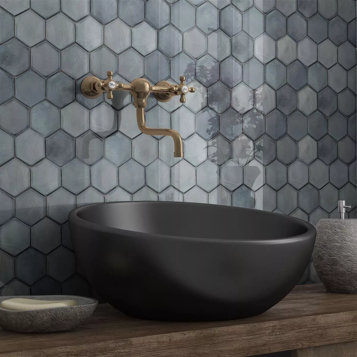 Glasmosaik Fliesen Andalucia Hexagon Schwarz 9 Glasmosaik Fliesen Andalucia Hexagon Schwarz – Bild 7