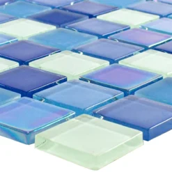 Glasmosaik Fliesen Karlsruhe Blau Weiss