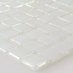 Glasmosaik Fliesen Perlmutt Effekt Weiss Beige
