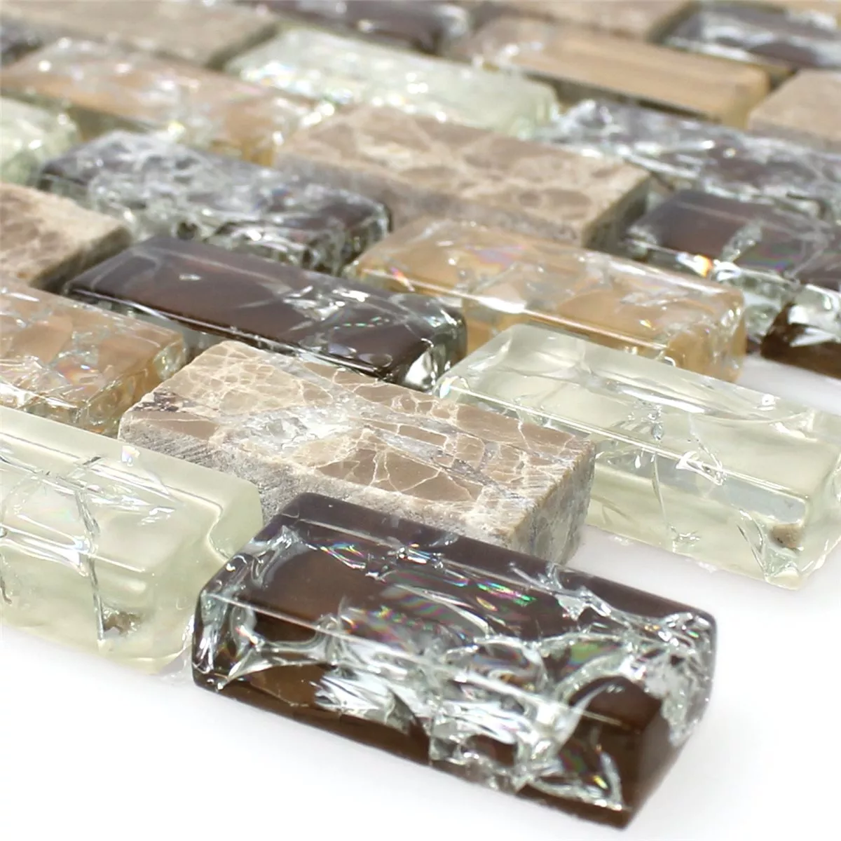 Glasmosaik Naturstein Bruchglas Bricks Emperador 3 Glasmosaik Naturstein Bruchglas Bricks Emperador