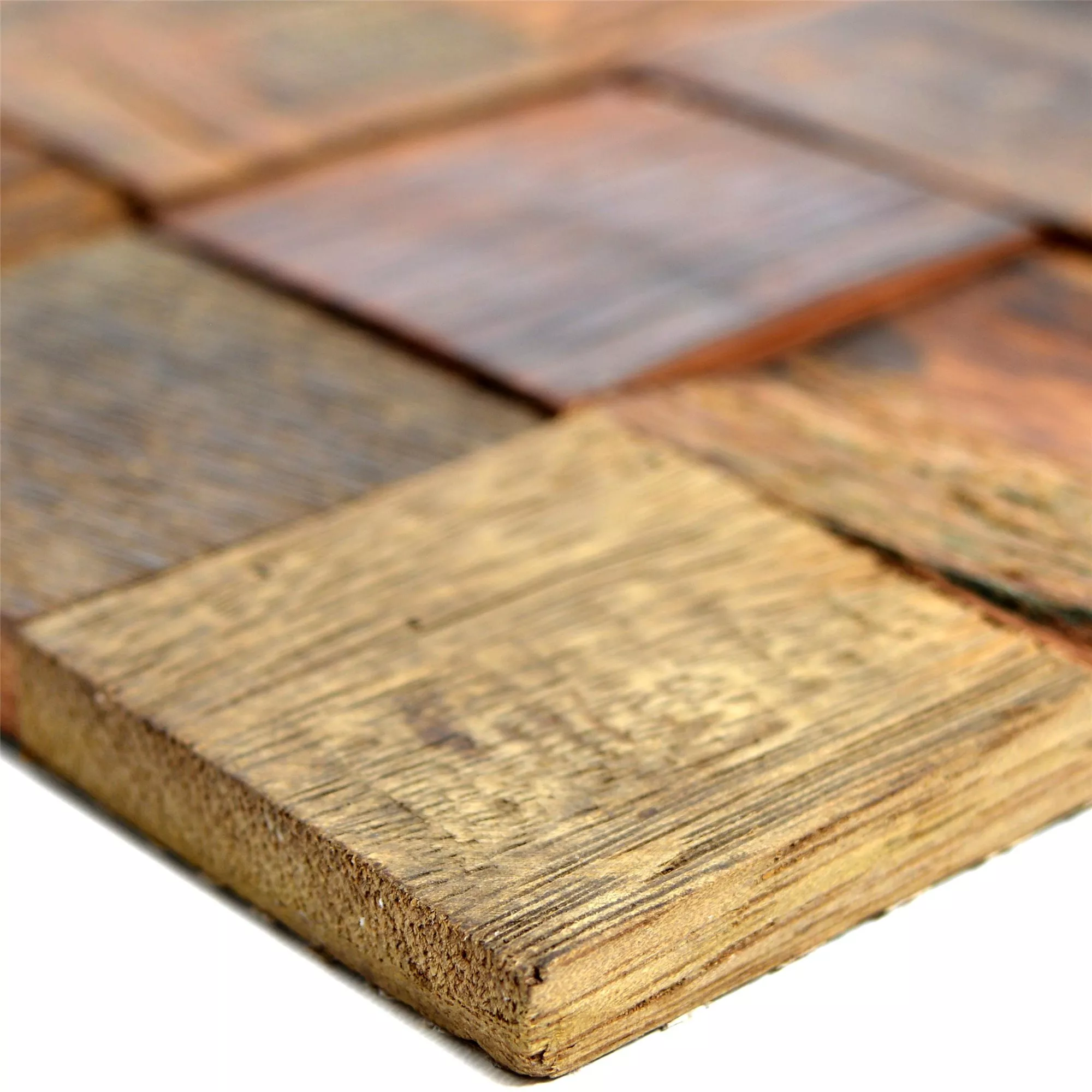 Holz Mosaikfliesen Bredon 3D Braun Quadrat 3 Holz Mosaikfliesen Bredon 3D Braun Quadrat
