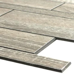 Holzoptik Mosaikfliesen Richland Selbstklebend Grau