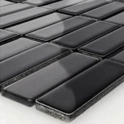 Keramik Glas Mosaikfliesen Romana Schwarz Glänzend