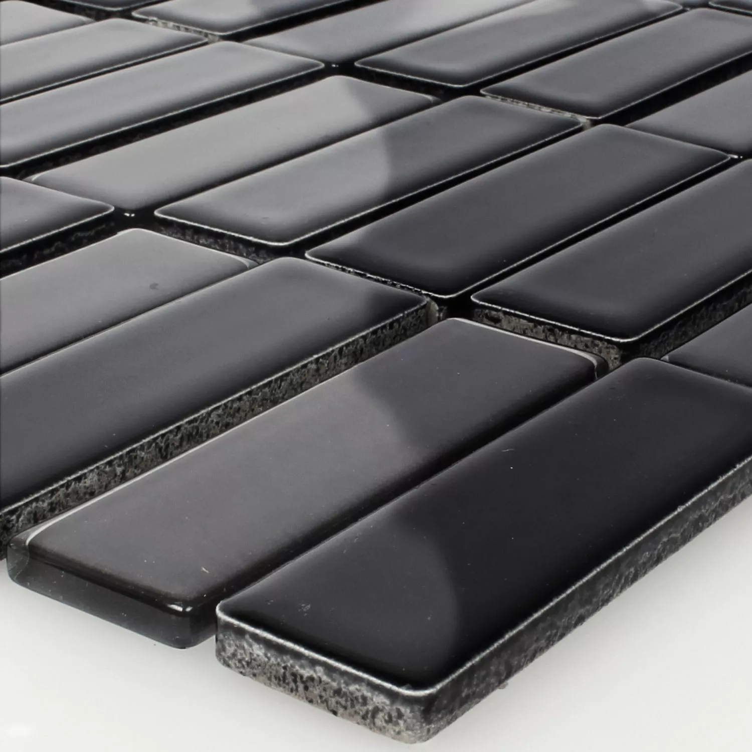 Keramik Glas Mosaikfliesen Romana Schwarz Glänzend 3 Keramik Glas Mosaikfliesen Romana Schwarz Glänzend