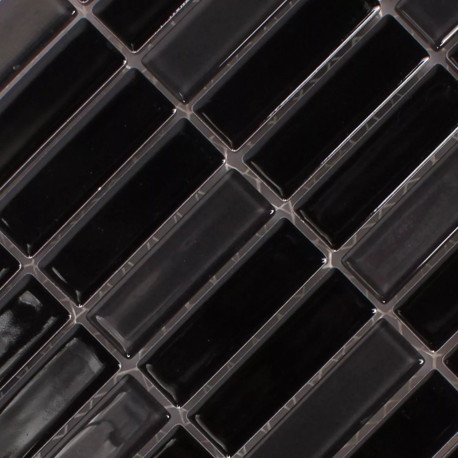 Keramik Glas Mosaikfliesen Romana Schwarz Glänzend 4 Keramik Glas Mosaikfliesen Romana Schwarz Glänzend – Bild 2