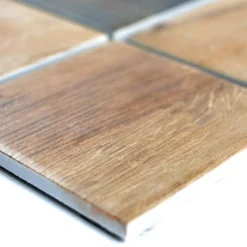 Keramik Holzoptik Mosaikfliesen Norfolk Braun Quadrat