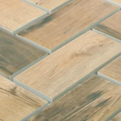 Alternative view of Keramik Holzoptik Mosaikfliesen Norfolk Fischgrät Braun