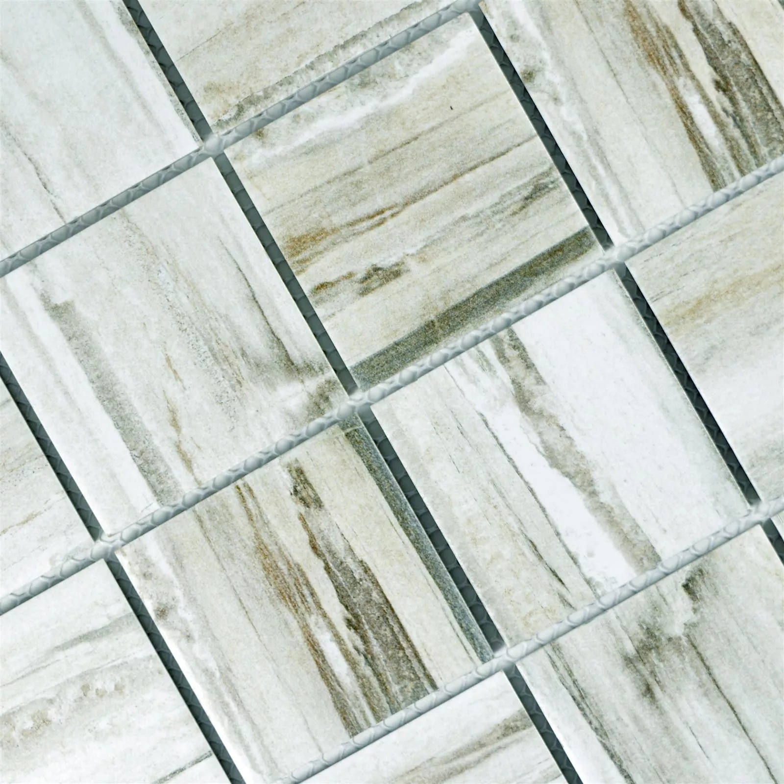 Keramik Holzoptik Mosaikfliesen Norfolk Weiss Quadrat 4 Keramik Holzoptik Mosaikfliesen Norfolk Weiss Quadrat – Bild 2