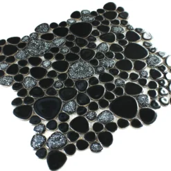 Keramik Kiesel Mosaikfliesen Schwarz Marmoriert -Mosafil Shop keramik kiesel mosaikfliesen schwarz marmoriert 3 96