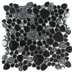 Keramik Kiesel Mosaikfliesen Schwarz Marmoriert -Mosafil Shop keramik kiesel mosaikfliesen schwarz marmoriert 4 50