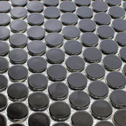 Alternative view of Keramik Knopf Mosaik Fliesen Harlingen Schwarz Glänzend