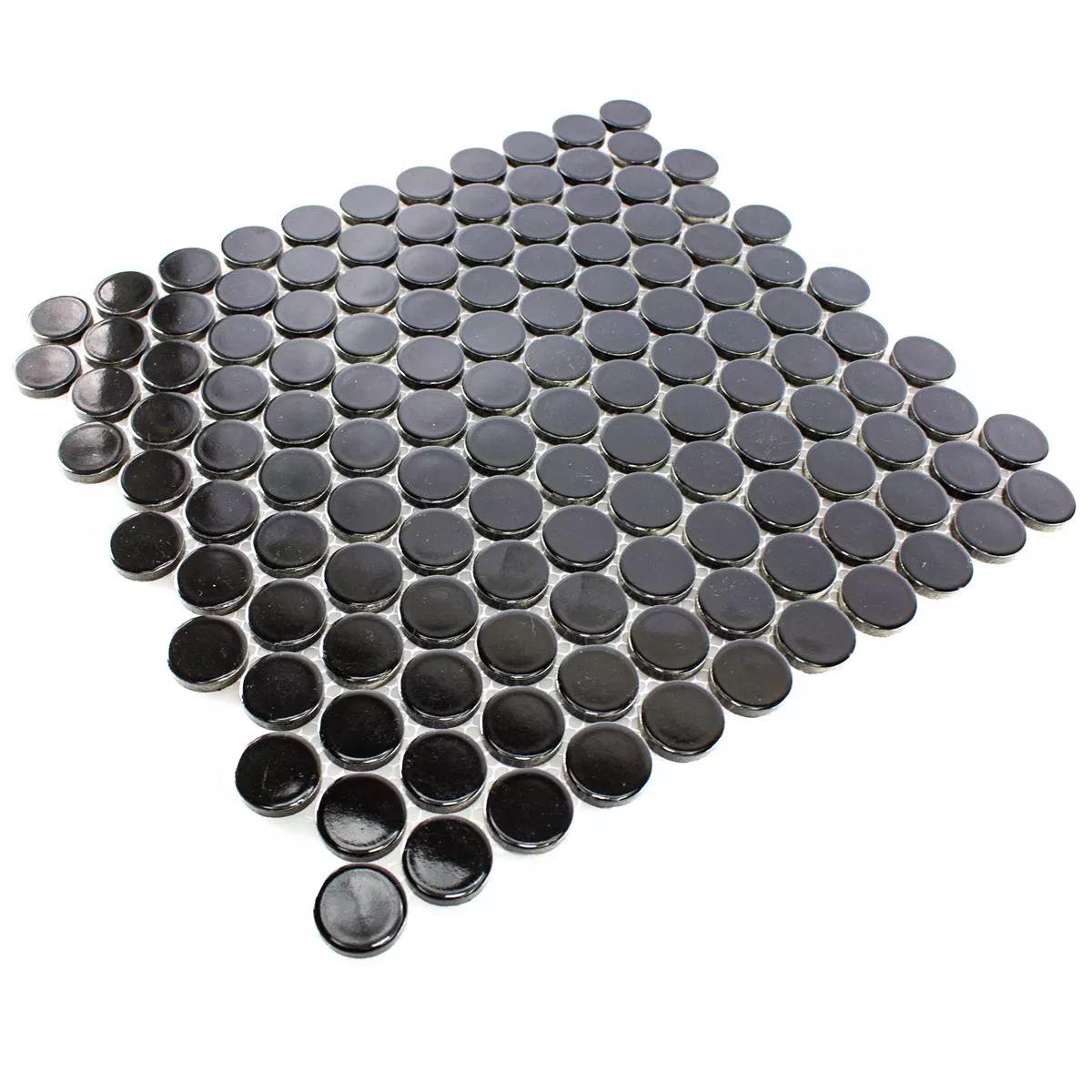 Keramik Knopf Mosaik Fliesen Harlingen Schwarz Glänzend 6 Keramik Knopf Mosaik Fliesen Harlingen Schwarz Glänzend – Bild 4
