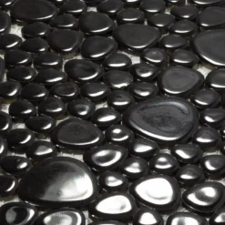 Alternative view of Keramik Kiesel Mosaik Sabah Schwarz Glänzend